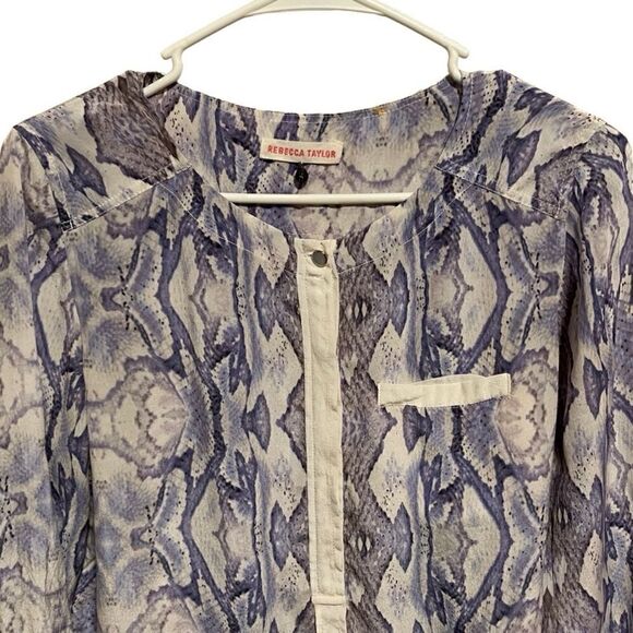 Rebecca Taylor- Semi Sheer 100% Silk Naked Skin Beach Blouse, Size 4 - Picture 6 of 15